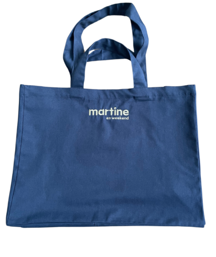 Grand sac Martine en weekend bleu marine brodé vert kaki