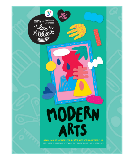 Modern arts - 8 tableaux de paysages pop à créer avec des gommettes fluo