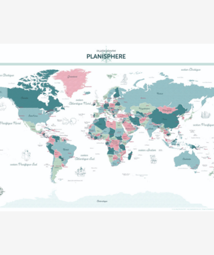 Affiche «Planisphère» - 100 x 70 cm